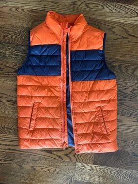 Bright Orange and Navy Quilted Puffer Vest Janie and Jack